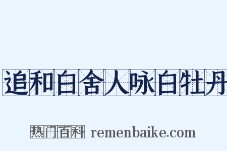 追和白舍人咏白牡丹是什么意思的图片